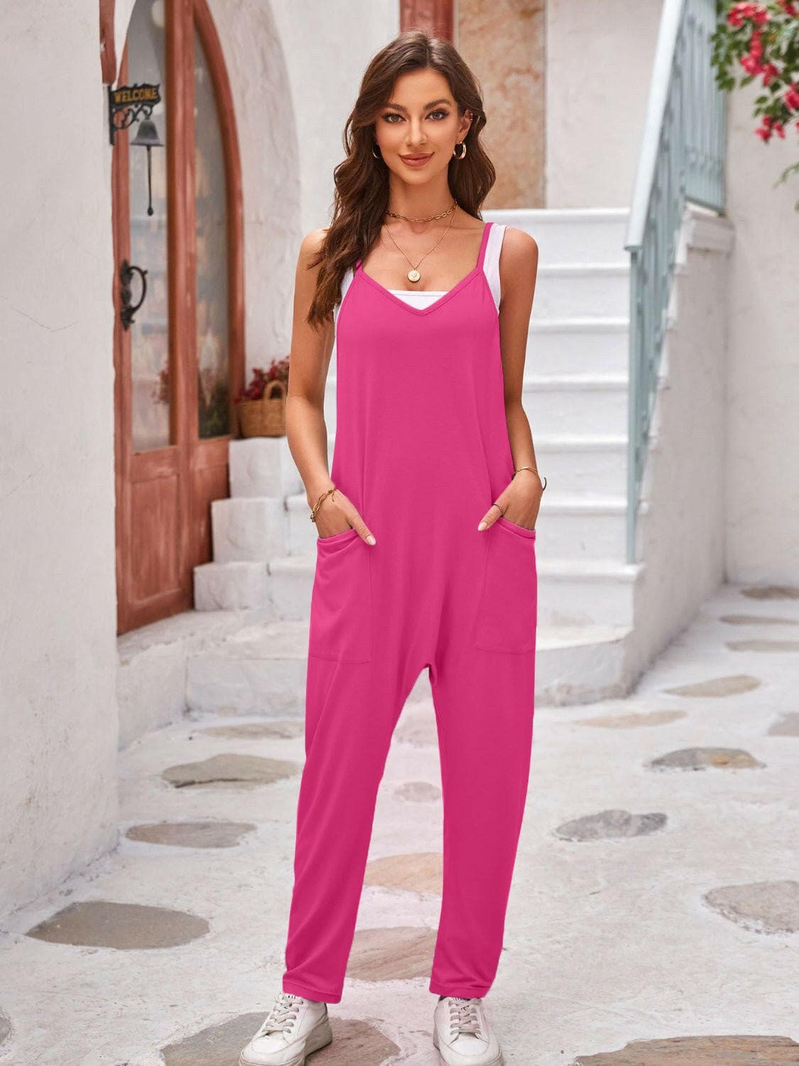 Spaghetti Strap Jumpsuit with Pockets - Love Salve