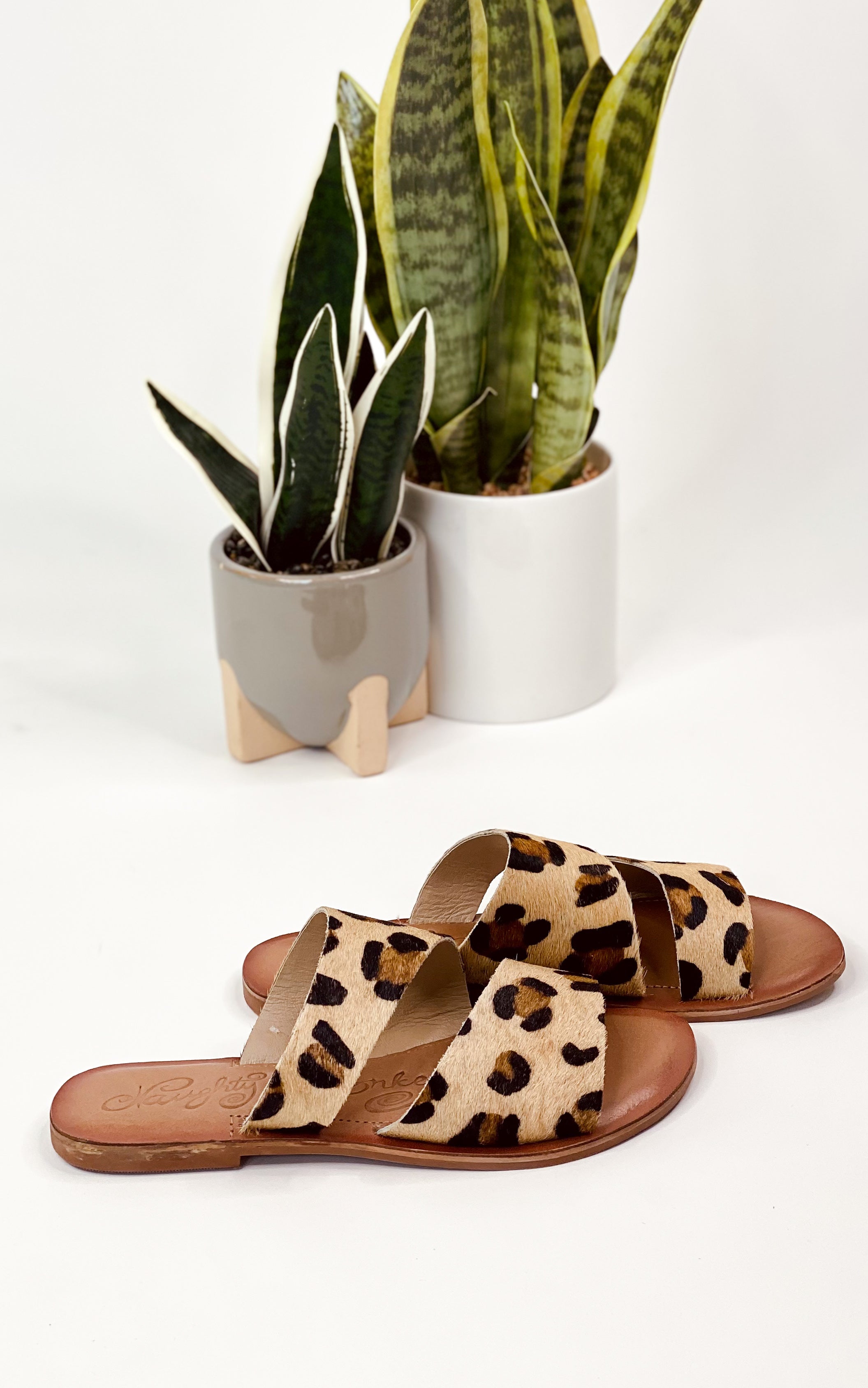 Leopard Dual Strap Slide Sandal With Cushioned Footbed Naughty Monkey