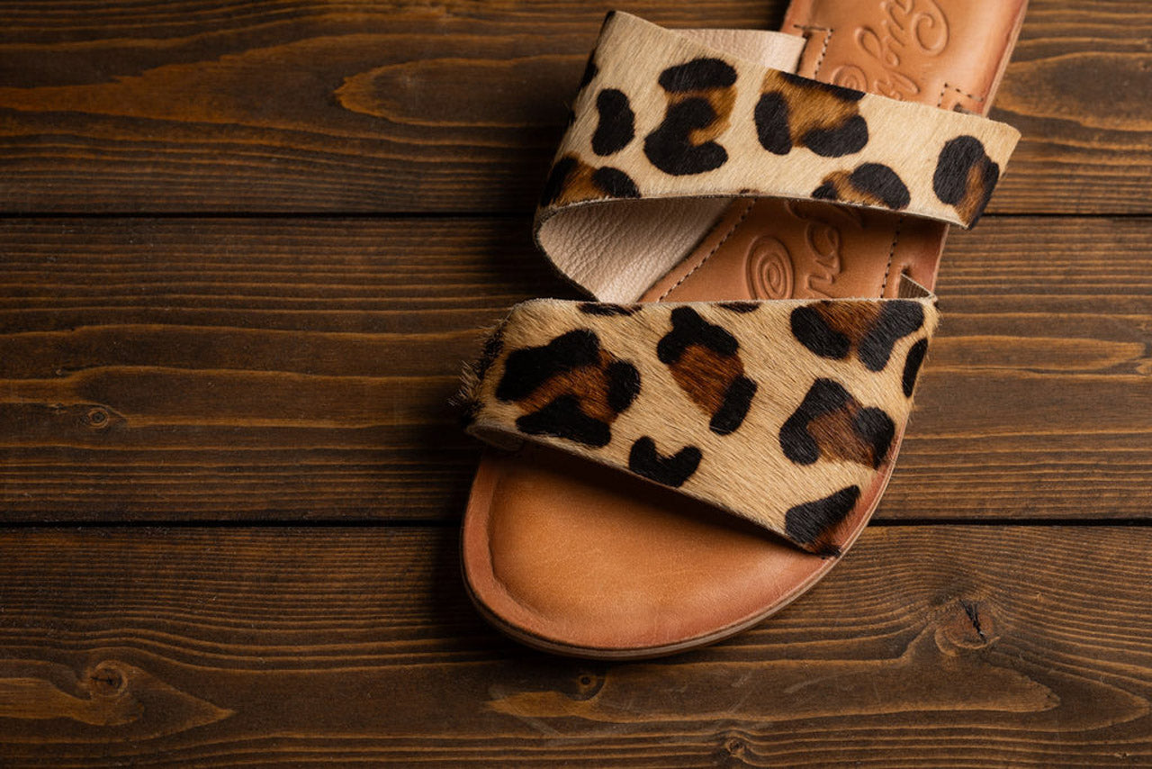 Leopard Dual Strap Slide Sandal With Cushioned Footbed Naughty Monkey