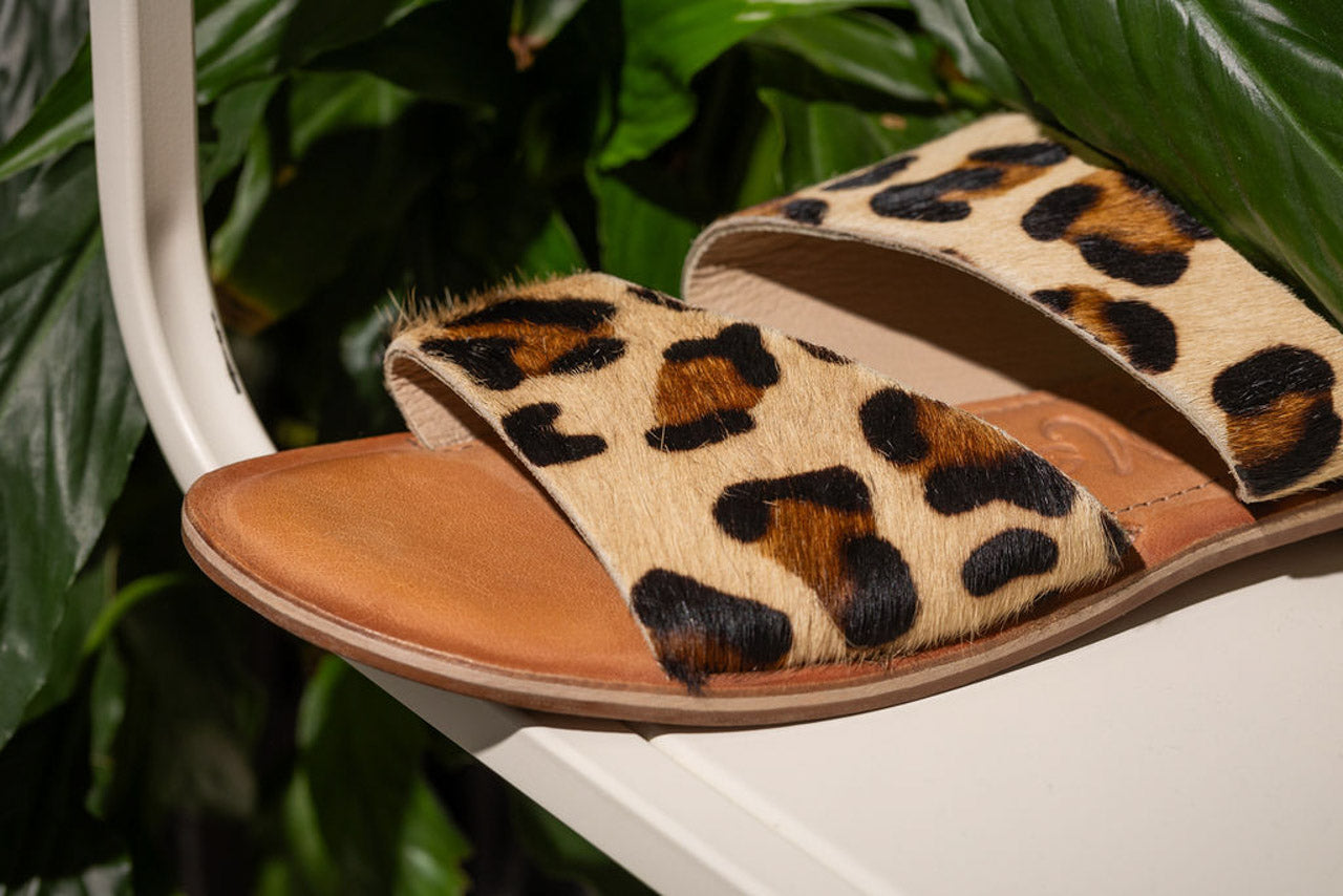 Leopard Dual Strap Slide Sandal With Cushioned Footbed Naughty Monkey