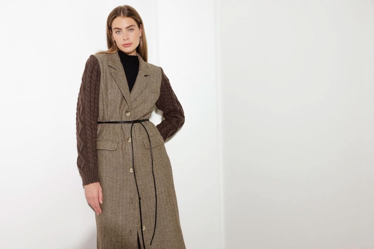 SPLASH OF JOY TWEED SWEATER COMBINATION COAT - Love Salve
