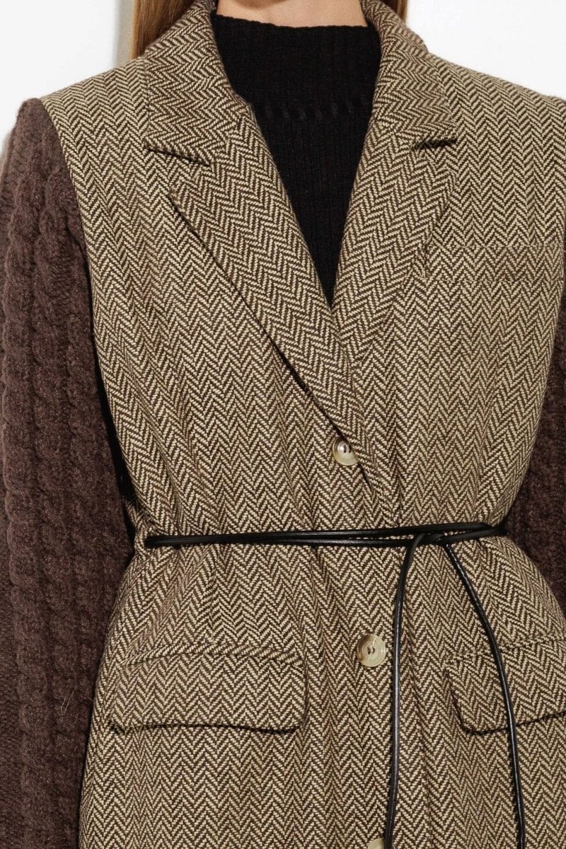SPLASH OF JOY TWEED SWEATER COMBINATION COAT - Love Salve