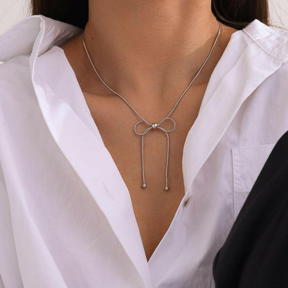 Stainless Steel Bow Necklace - Love Salve