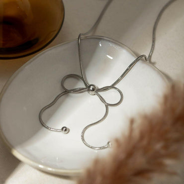 Stainless Steel Bow Necklace - Love Salve