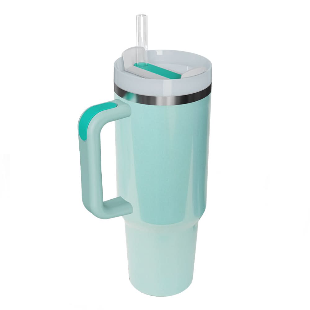 Stainless Steel Tumbler with Handle and Straw - Love Salve 
