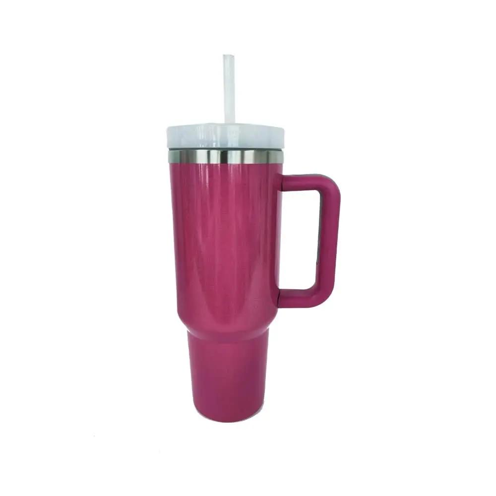 Stainless Steel Tumbler with Handle and Straw - Love Salve 