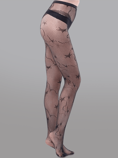Star - Decorated Mesh Tights - Love Salve