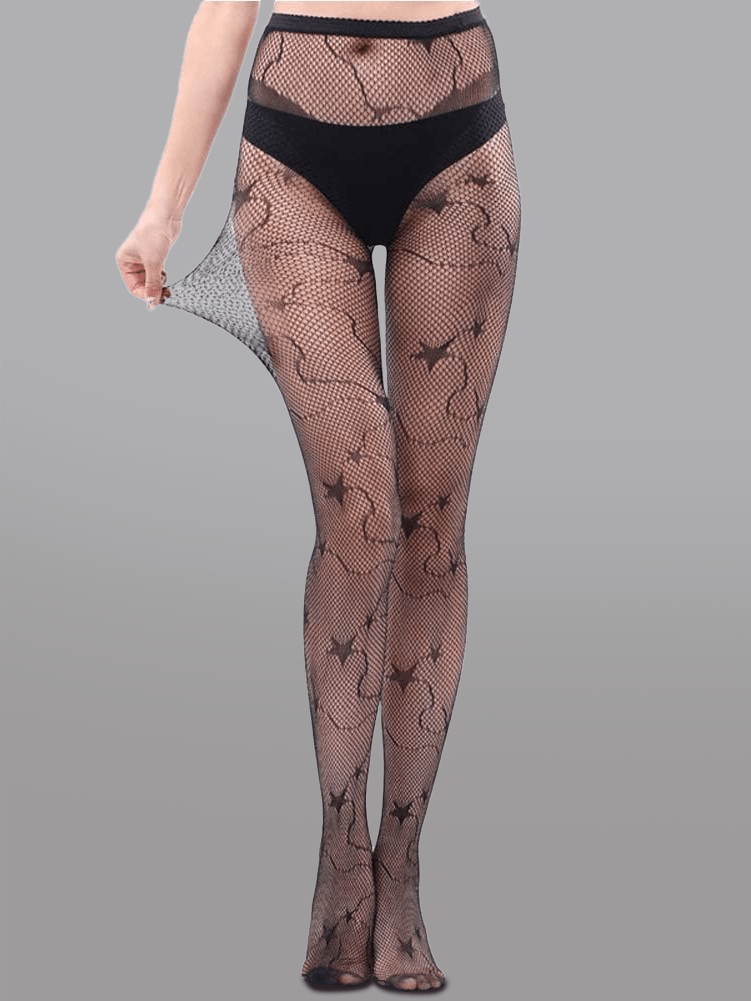 Star - Decorated Mesh Tights - Love Salve