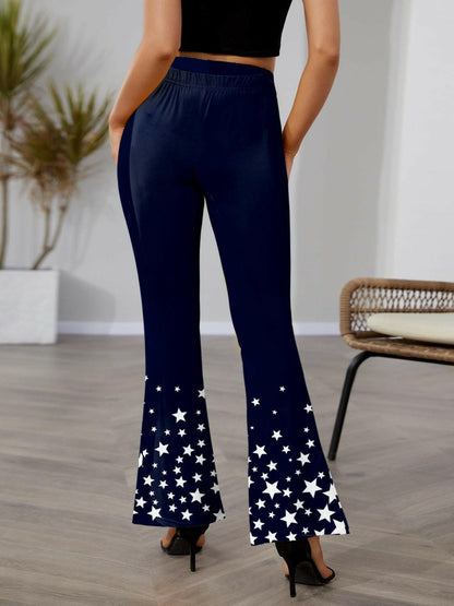 Star Elastic Waist Bootcut Pants - Love Salve