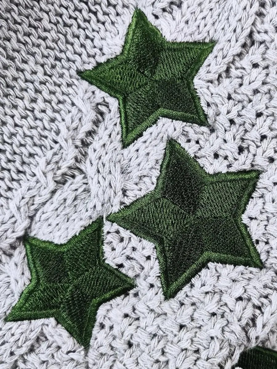 Star Embroidered V-Neck Long Sleeve Cardigan - Love Salve 