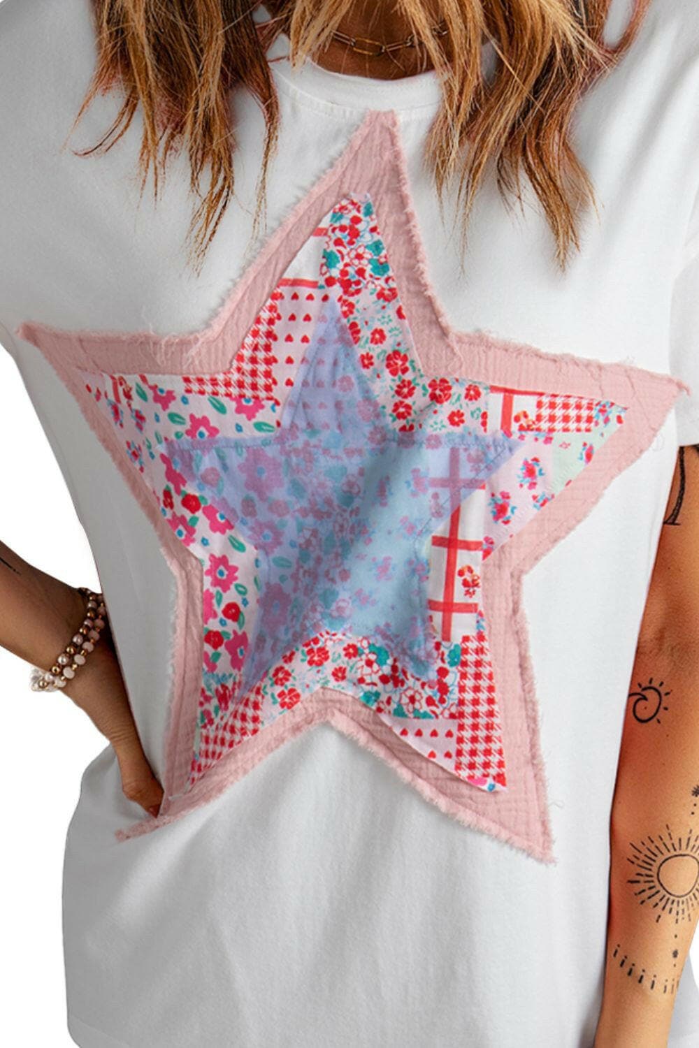 Star Round Neck Short Sleeve T-Shirt - Love Salve