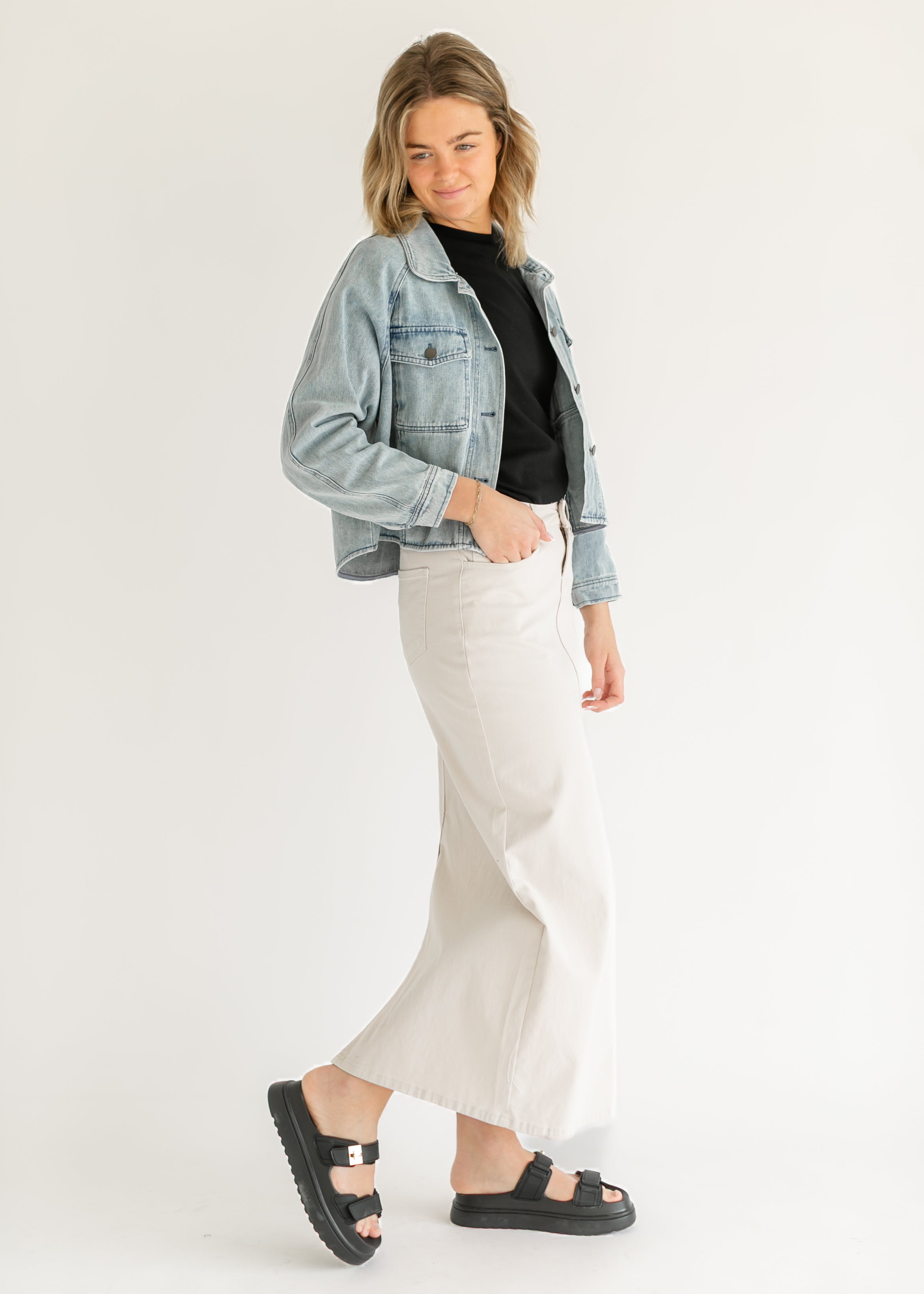 Stella Cloud Denim Maxi Skirt Inherit Co.