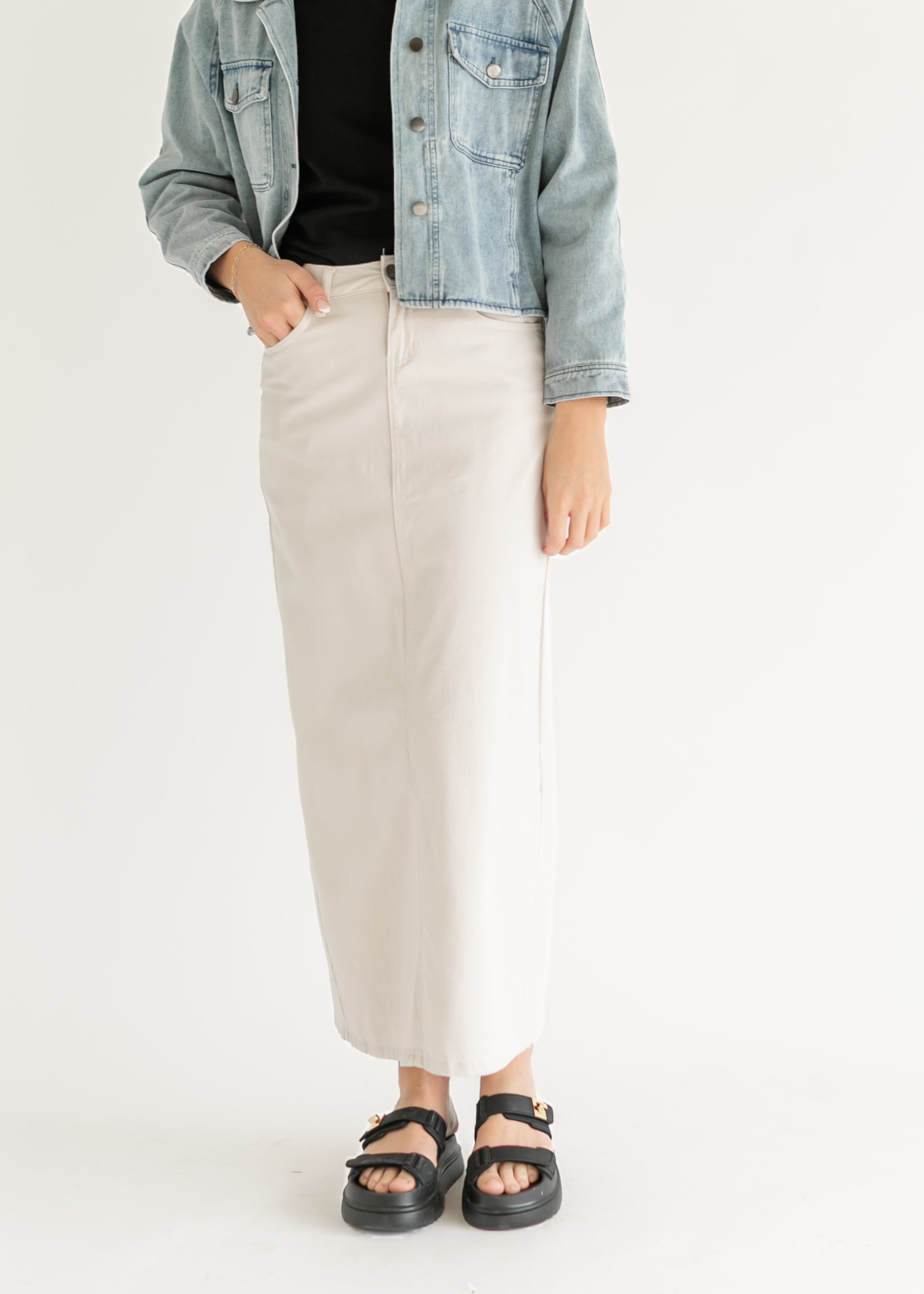 Stella Cloud Denim Maxi Skirt Inherit Co.