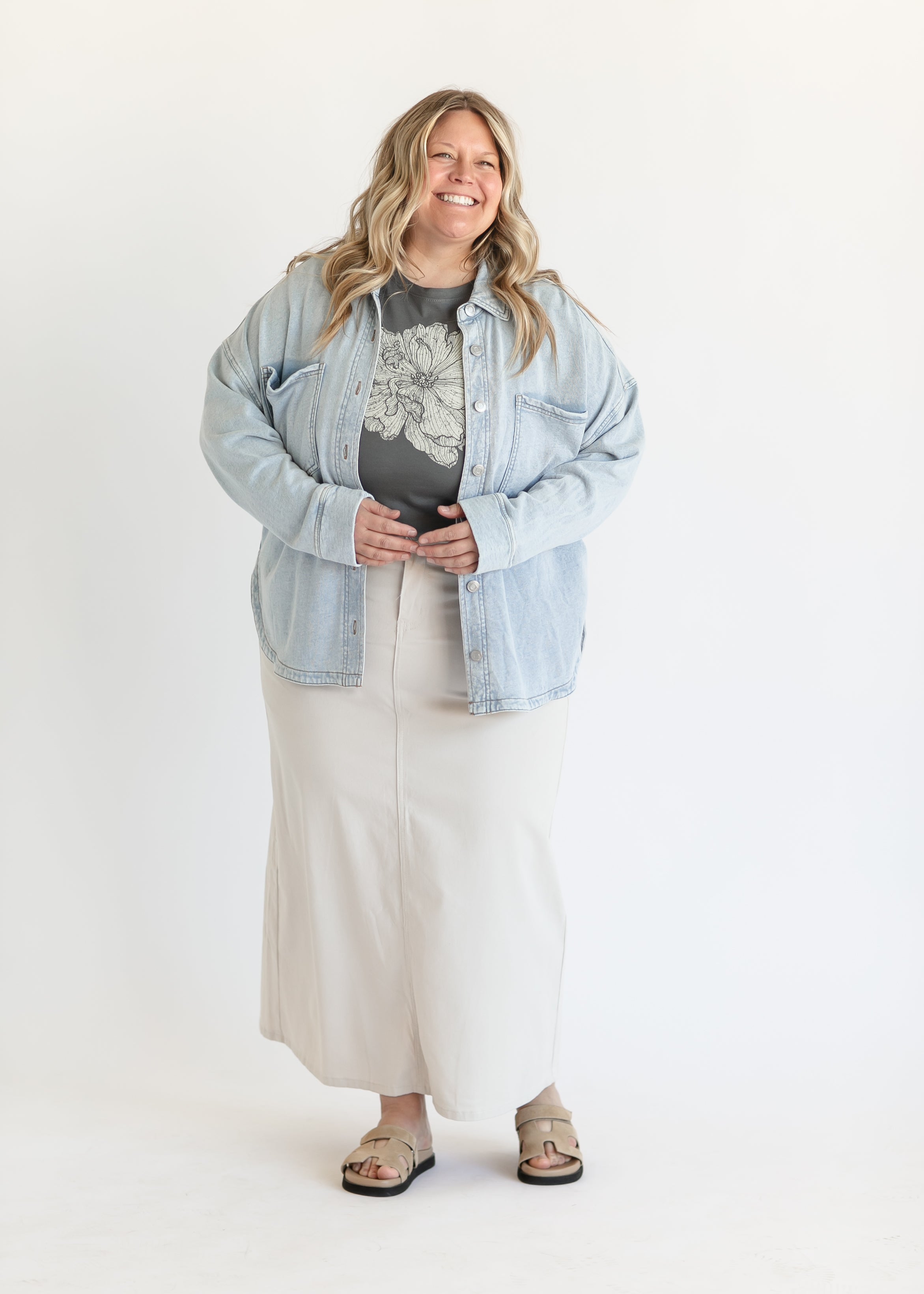 Stella Cloud Denim Maxi Skirt Inherit Co.