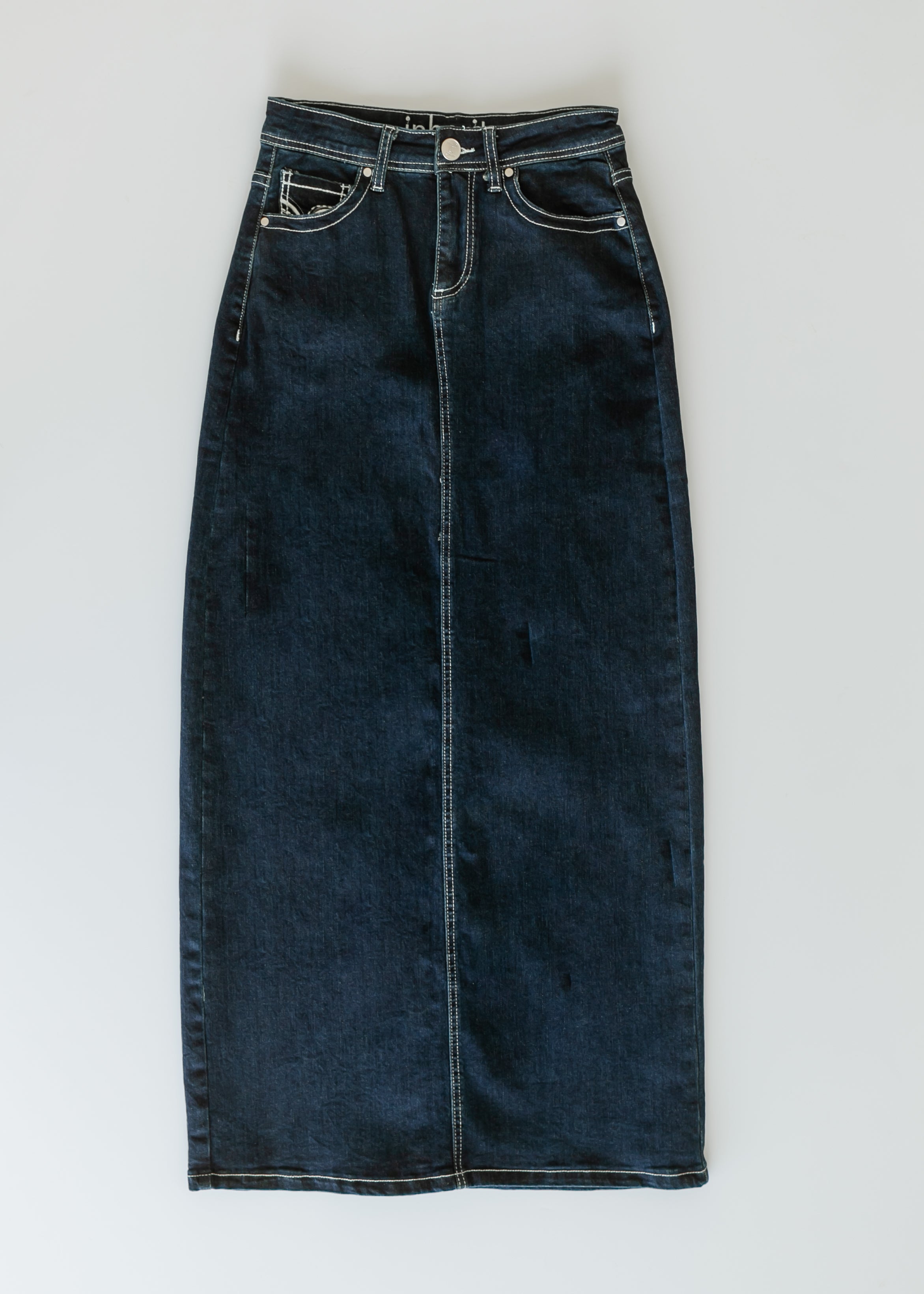 Stella Dark Wash Maxi Denim Skirt Inherit Co.
