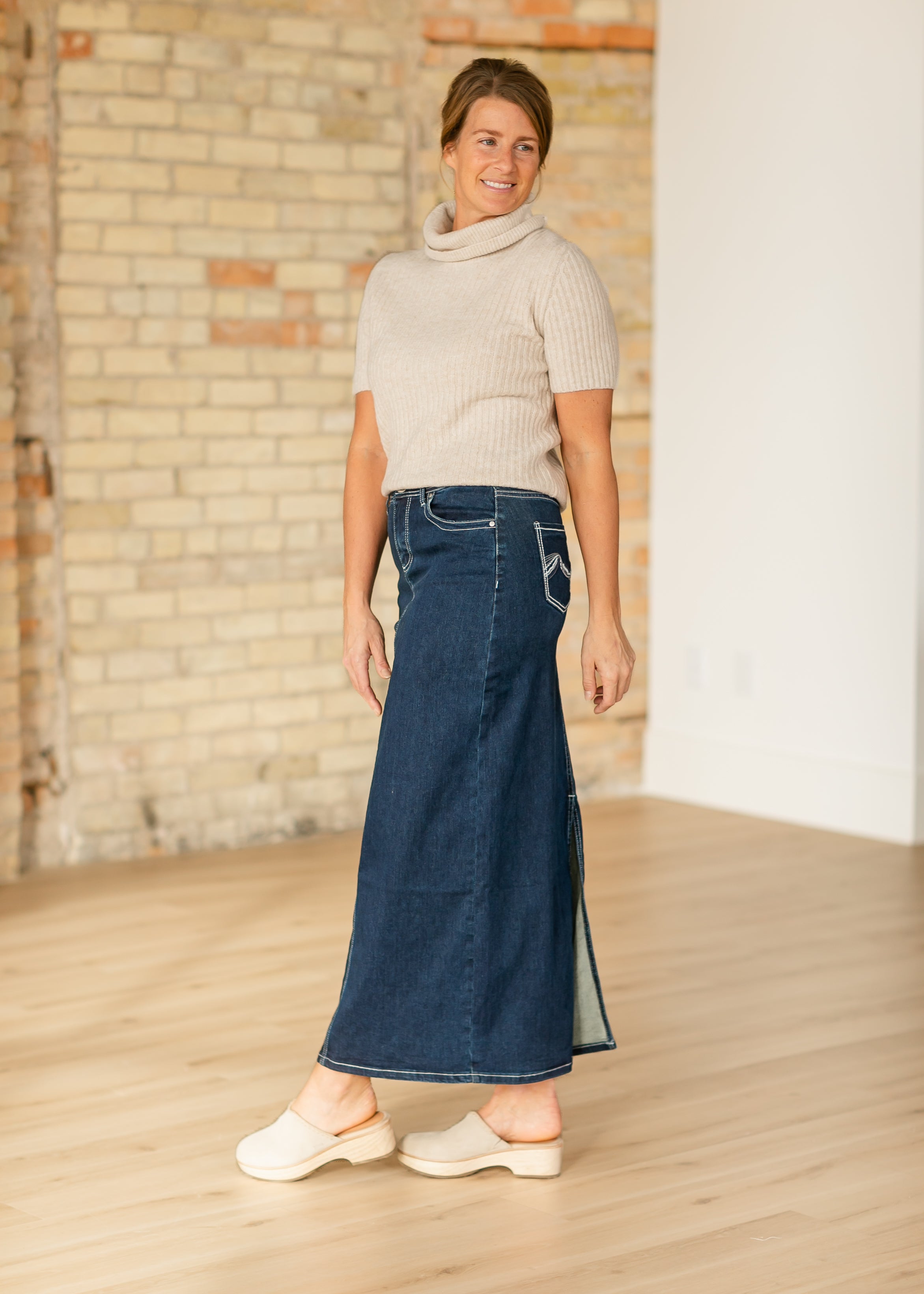 Stella Dark Wash Maxi Denim Skirt Inherit Co.