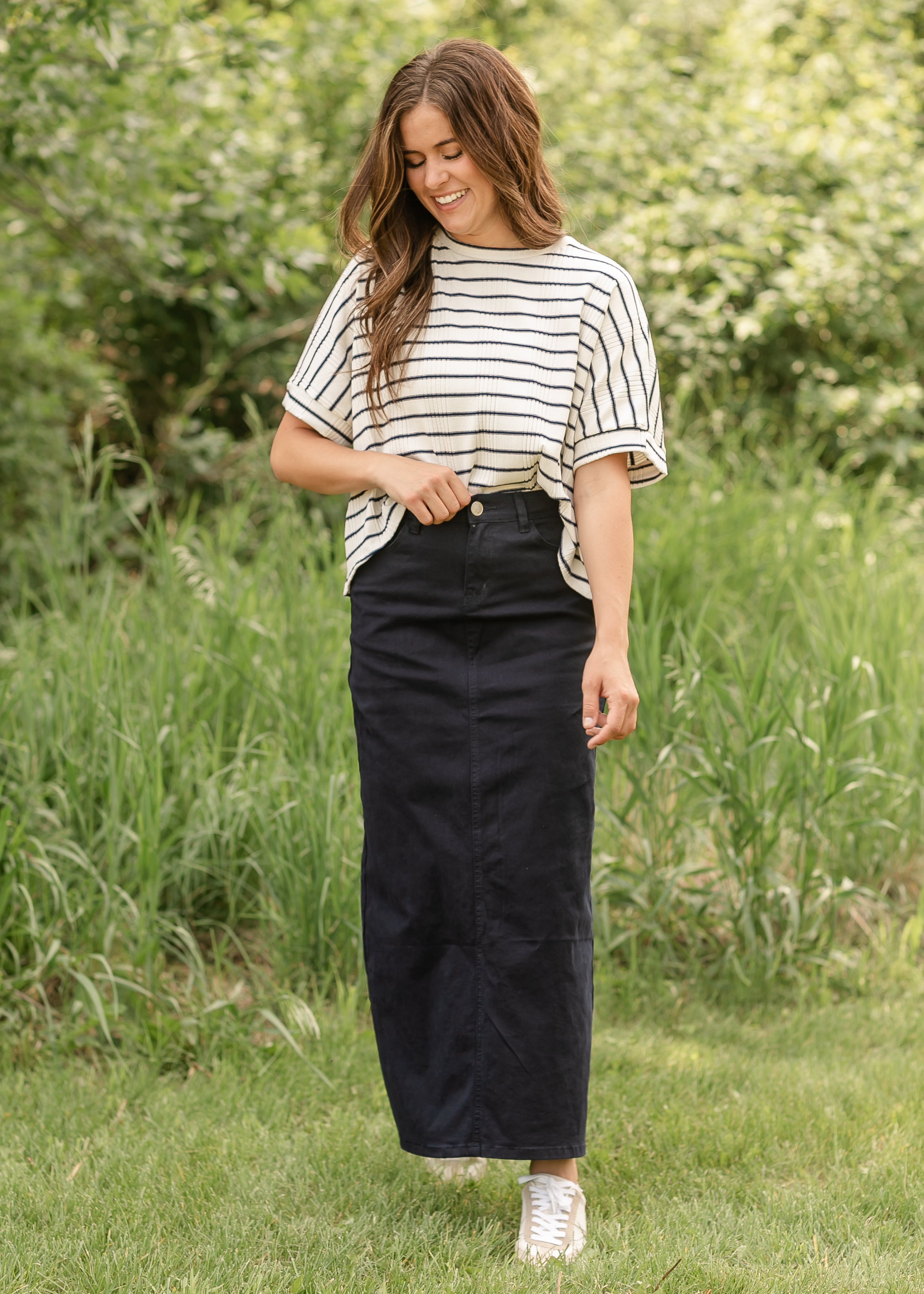 Stella Navy Maxi Denim Skirt Inherit Co.