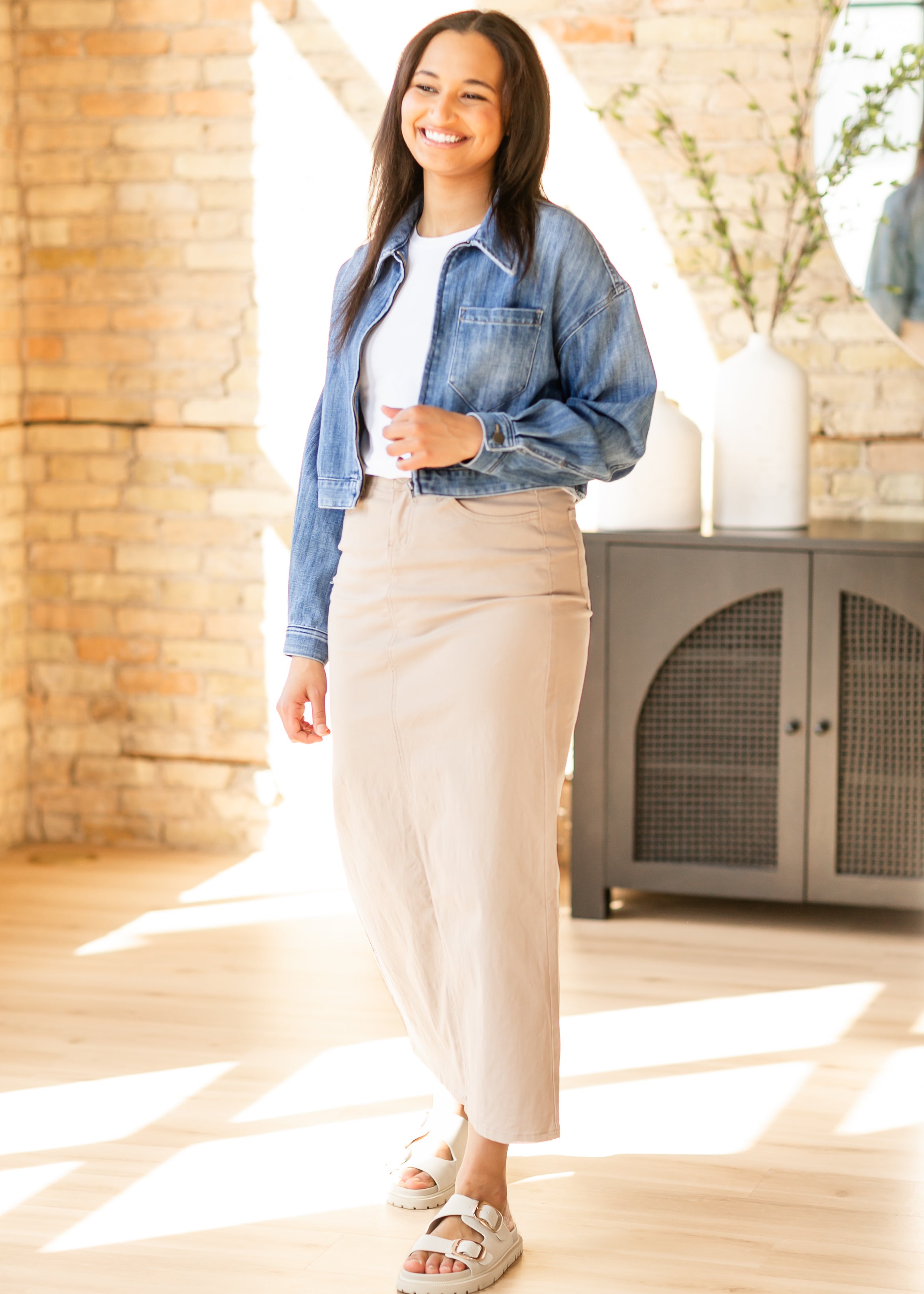 Stella Simply Taupe Denim Maxi Skirt Inherit Co.
