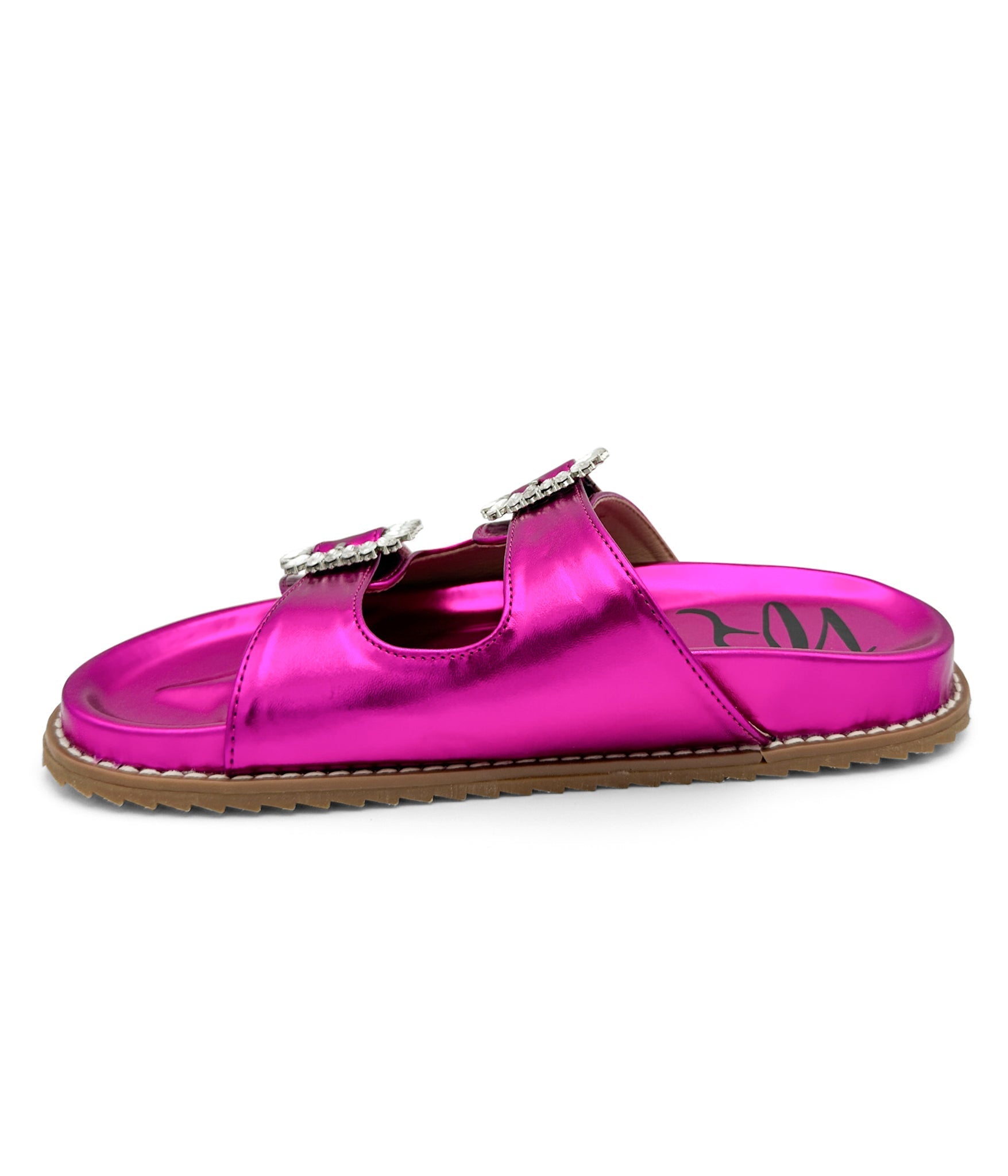Stellar Fuschia Rhinestone Buckle Slides Comfort Footbed Naughty Monkey