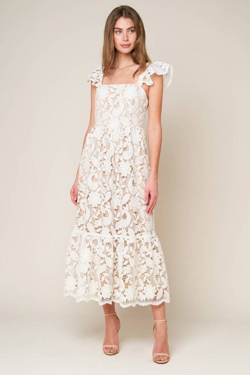 STILL THINKING LACE MIDI DRESS - Love Salve