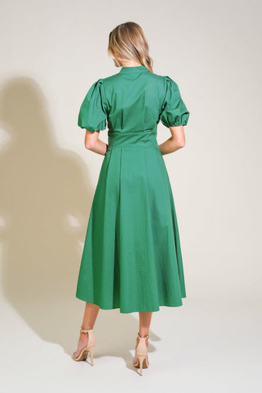STITCHED SERENITY WOVEN MIDI DRESS - Love Salve