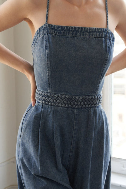 STOLEN GLANCES DENIM JUMPSUIT - Love Salve