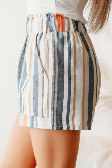 Striped Elastic Waist Shorts - Love Salve