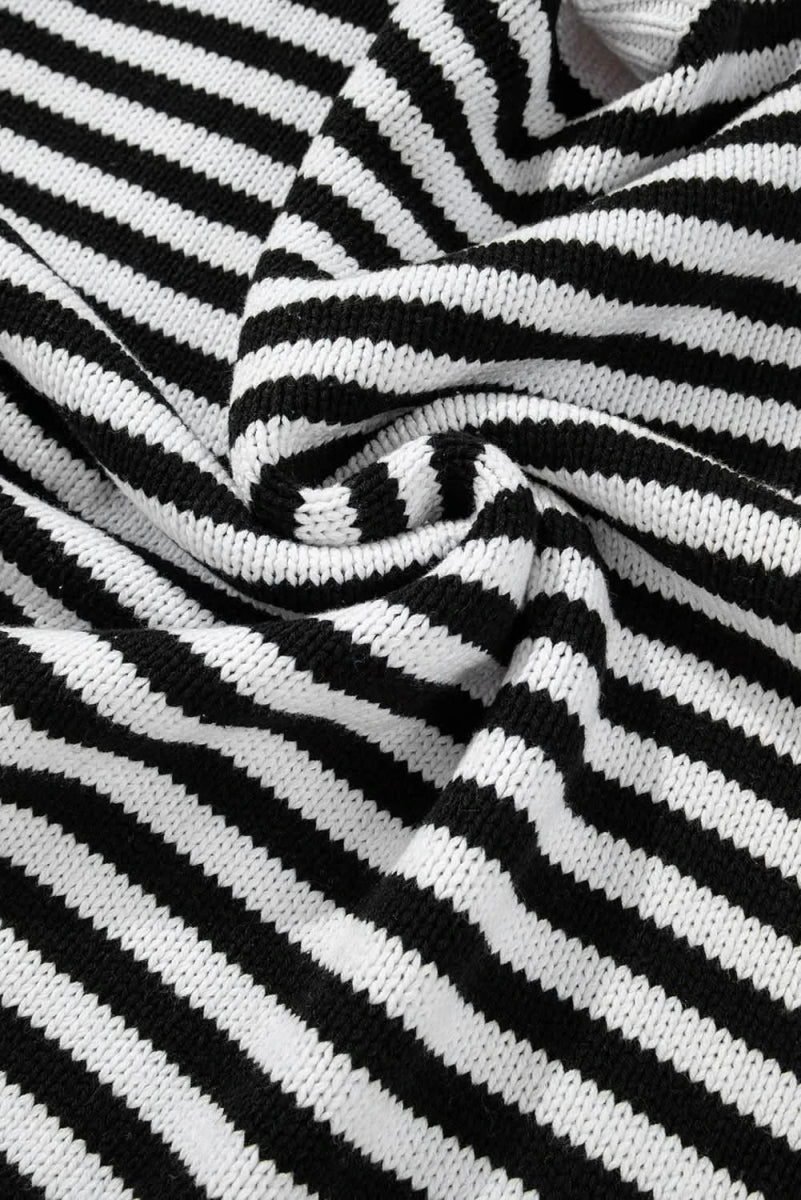 Striped Round Neck Long Sleeve Sweater - Love Salve 