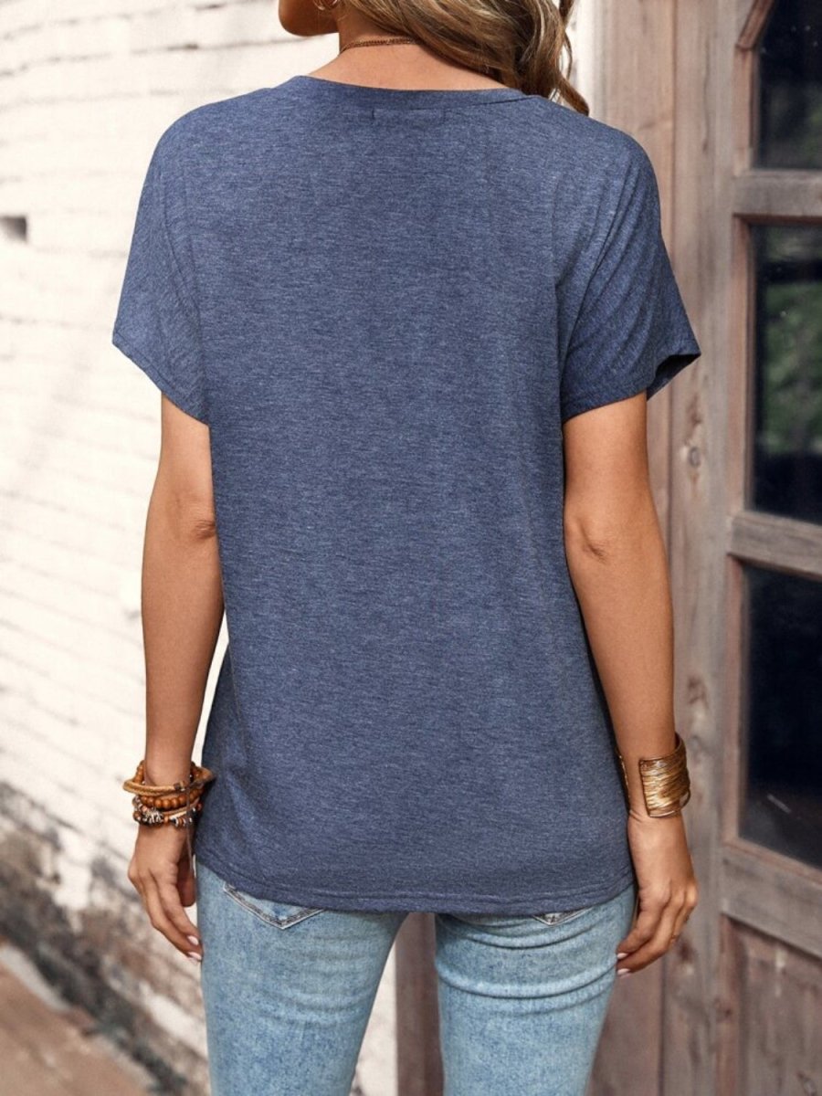 Stylish Half Button Short Sleeve Top for Women - Love Salve 