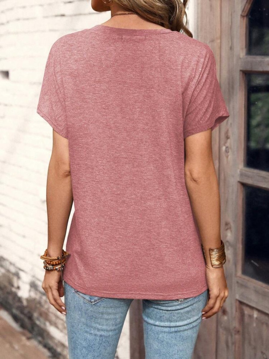 Stylish Half Button Short Sleeve Top for Women - Love Salve 