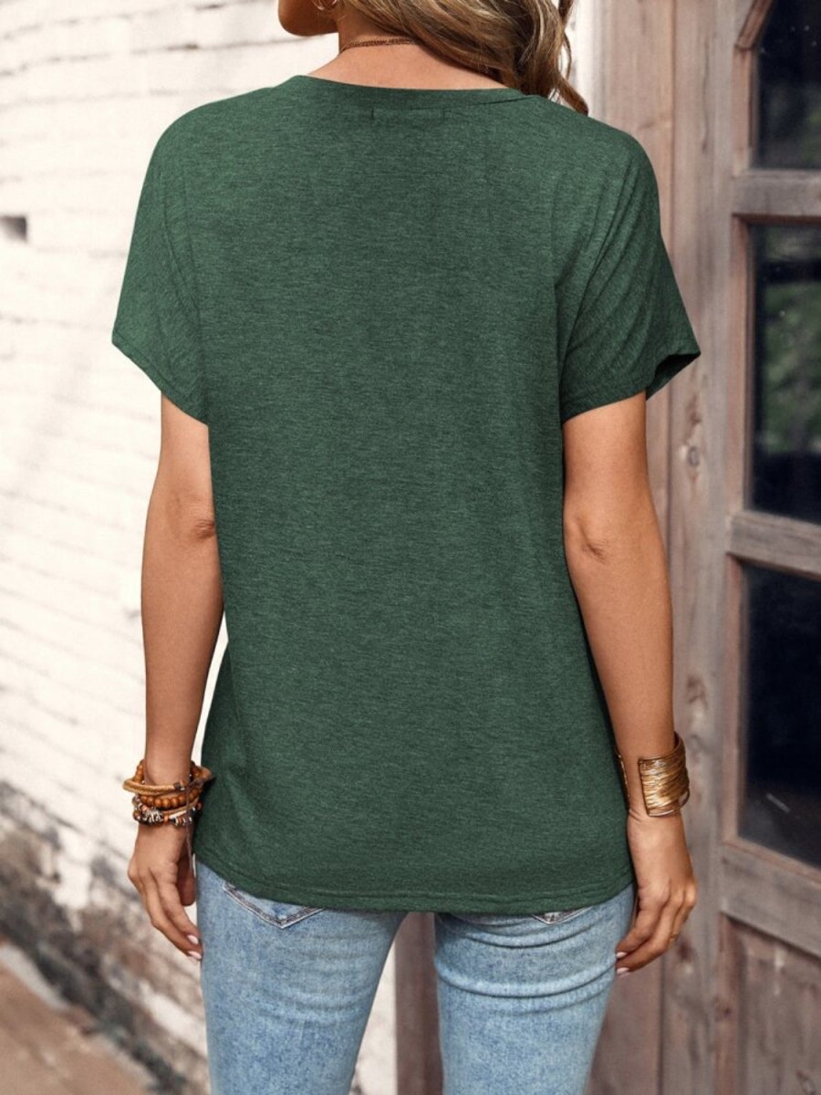 Stylish Half Button Short Sleeve Top for Women - Love Salve 