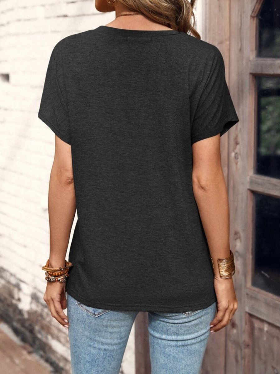 Stylish Half Button Short Sleeve Top for Women - Love Salve 