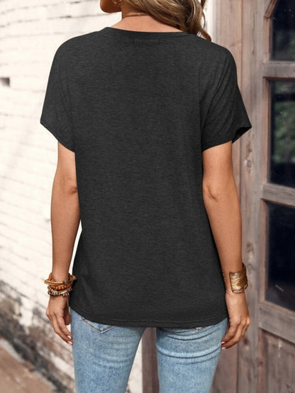 Stylish Half Button Short Sleeve Top for Women - Love Salve 