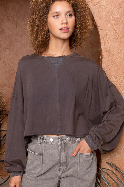 Stylish POL Cropped Long Sleeve Top for Modern Fashion - Love Salve 