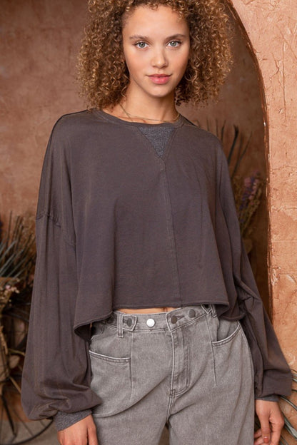 Stylish POL Cropped Long Sleeve Top for Modern Fashion - Love Salve 