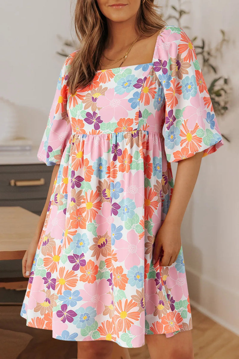 Stylish Printed Half Sleeve Mini Dress for Women - Love Salve 
