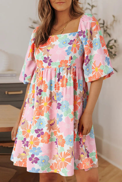 Stylish Printed Half Sleeve Mini Dress for Women - Love Salve 