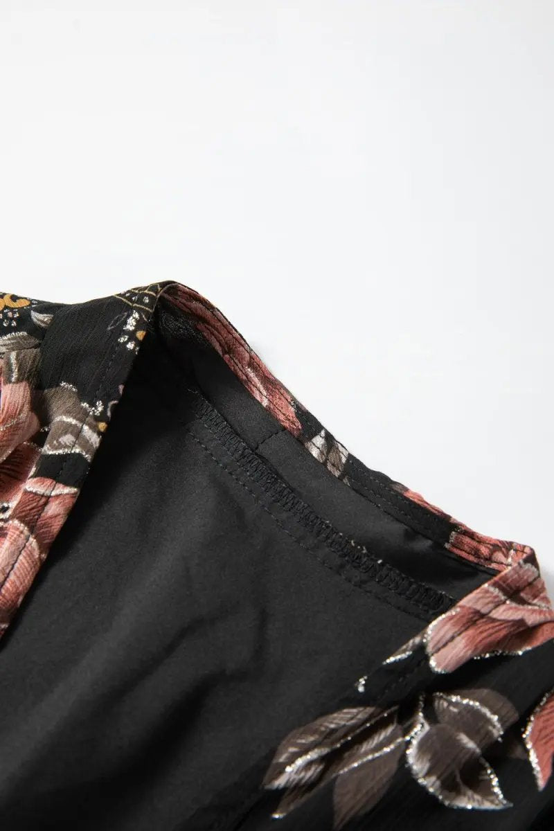 Stylish Printed Surplice Long Sleeve Blouse for Women - Love Salve 