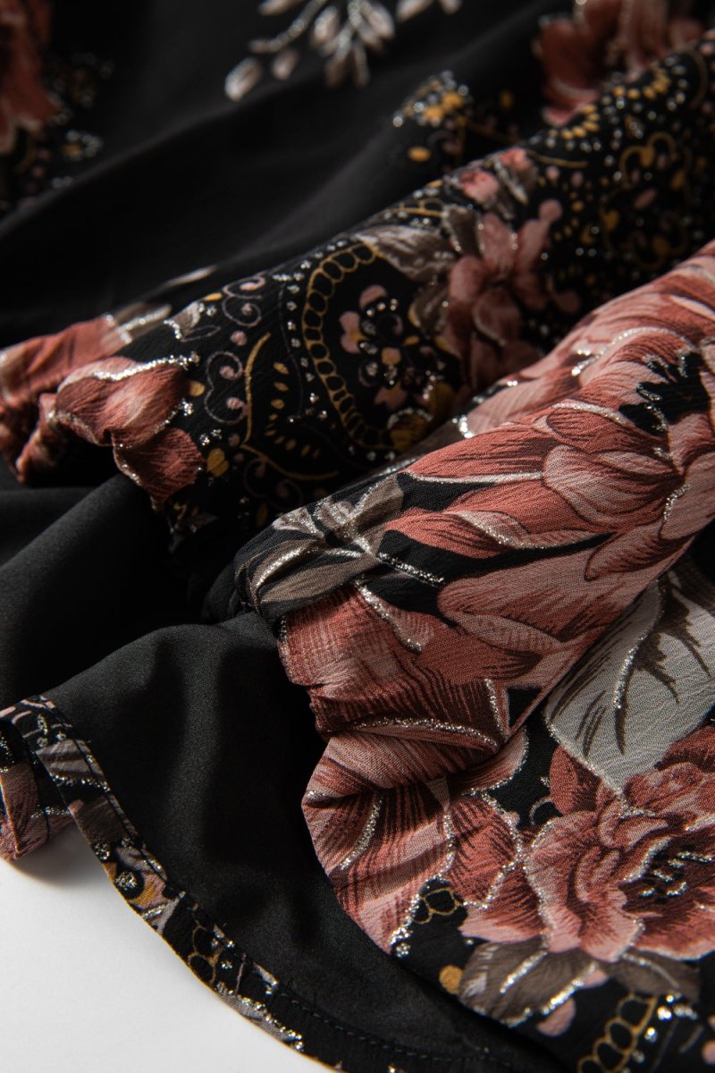 Stylish Printed Surplice Long Sleeve Blouse for Women - Love Salve 