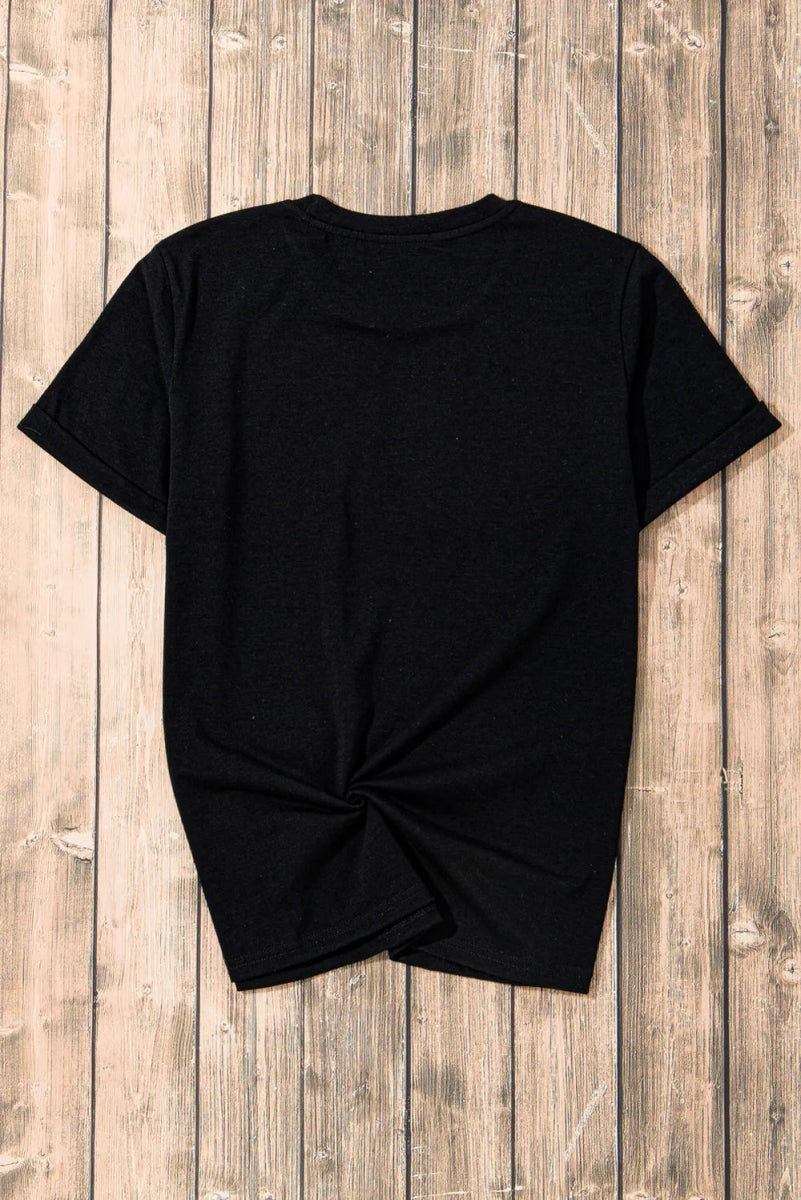 Stylish Rhinestone Round Neck Short Sleeve T-Shirt for Women - Love Salve 