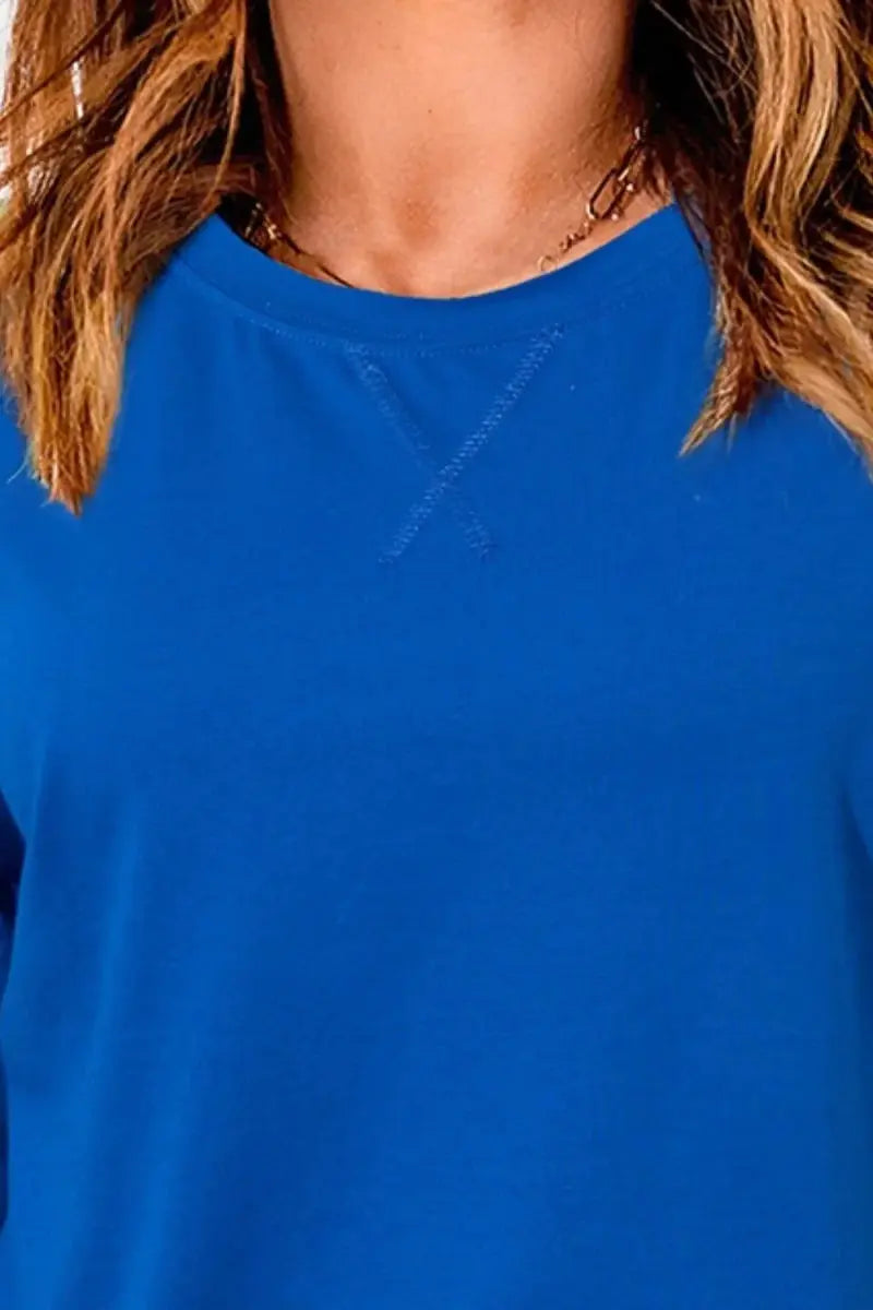 Stylish Slit Round Neck Half Sleeve T-Shirt for Women - Love Salve 