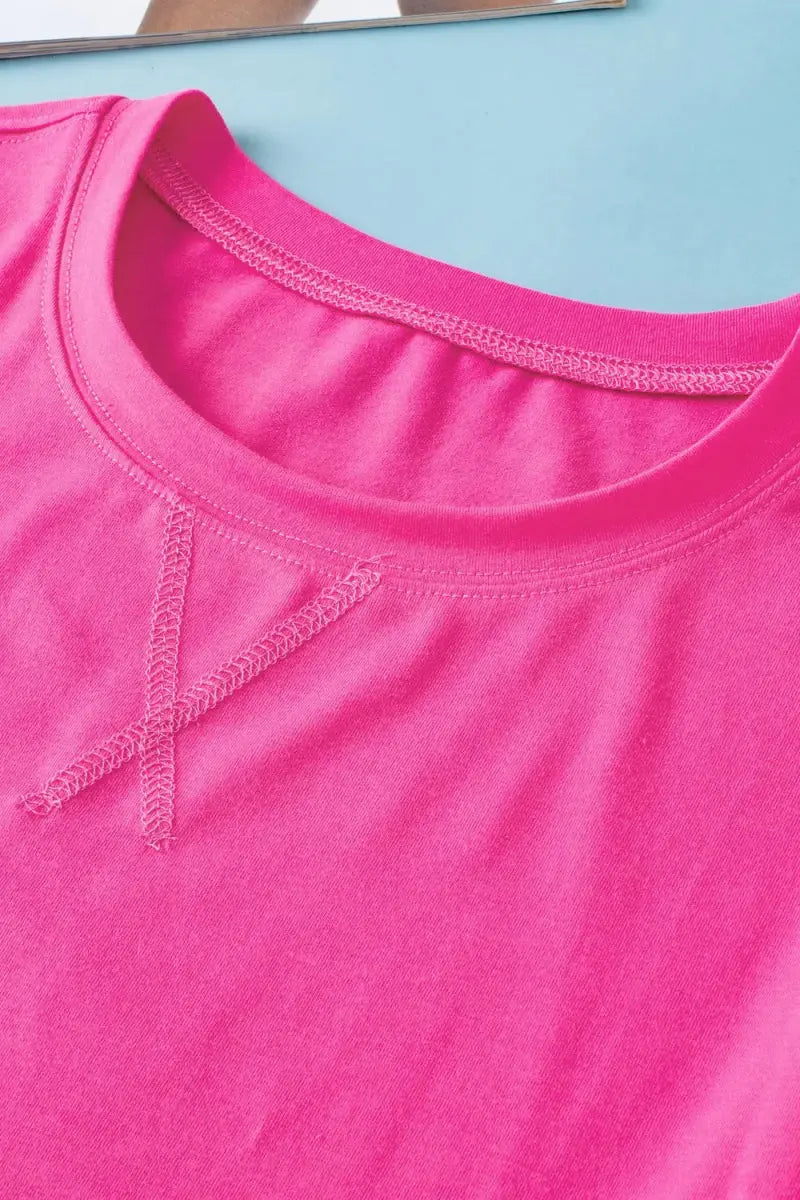 Stylish Slit Round Neck Half Sleeve T-Shirt for Women - Love Salve 