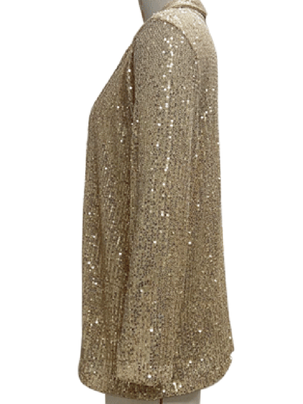 Stylish Women's Sequined Long - Sleeved Mid - Length Lapel Blazer - Love Salve