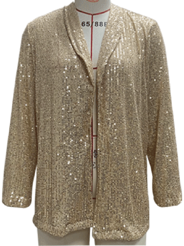 Stylish Women's Sequined Long - Sleeved Mid - Length Lapel Blazer - Love Salve