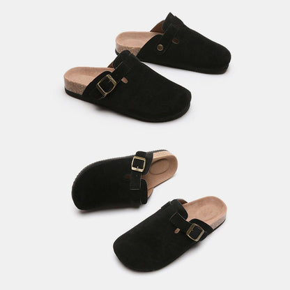 Suede Closed Toe Buckle Slide - Love Salve