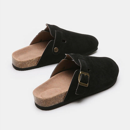 Suede Closed Toe Buckle Slide - Love Salve