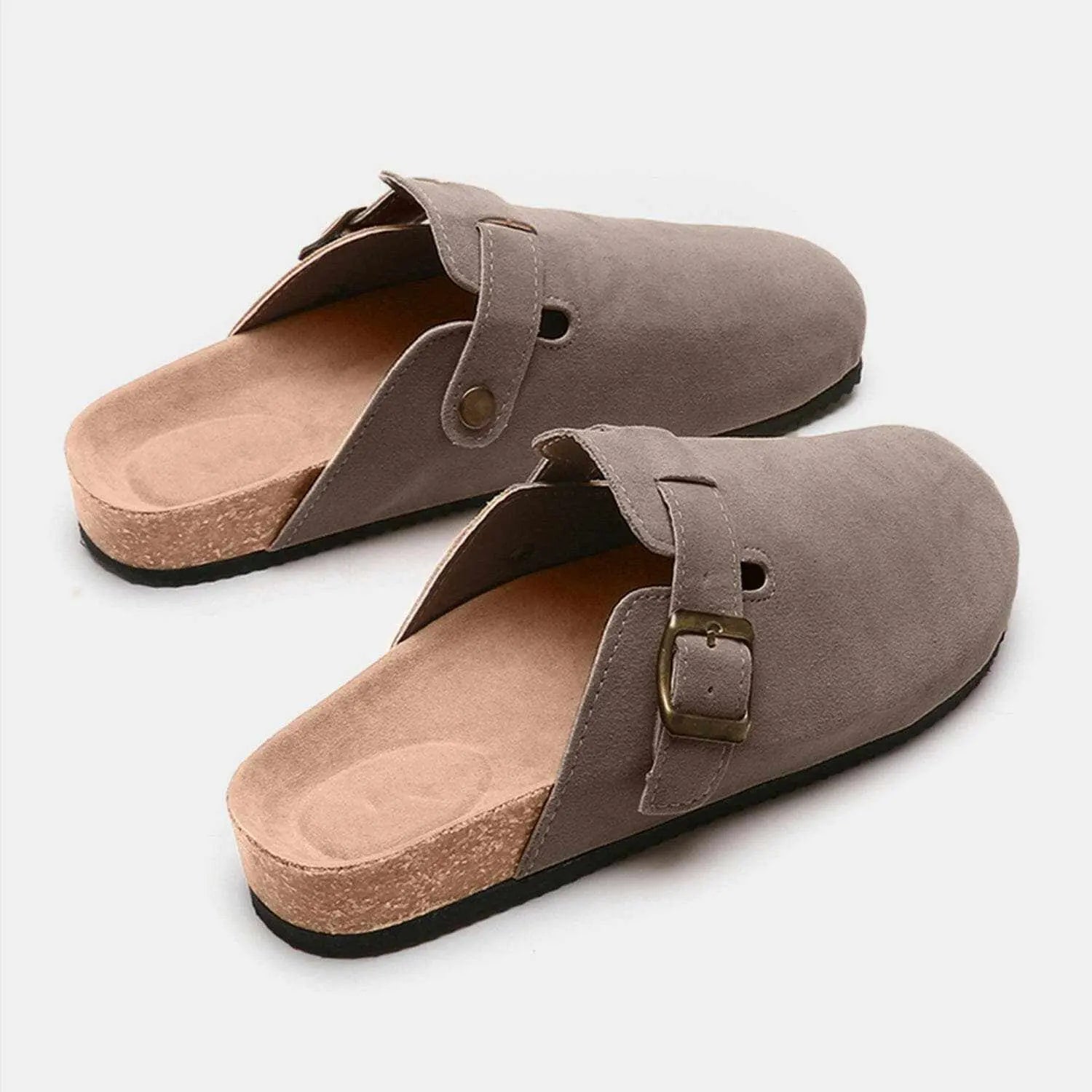 Chic suede closed-toe buckle sandals - Love Salve 