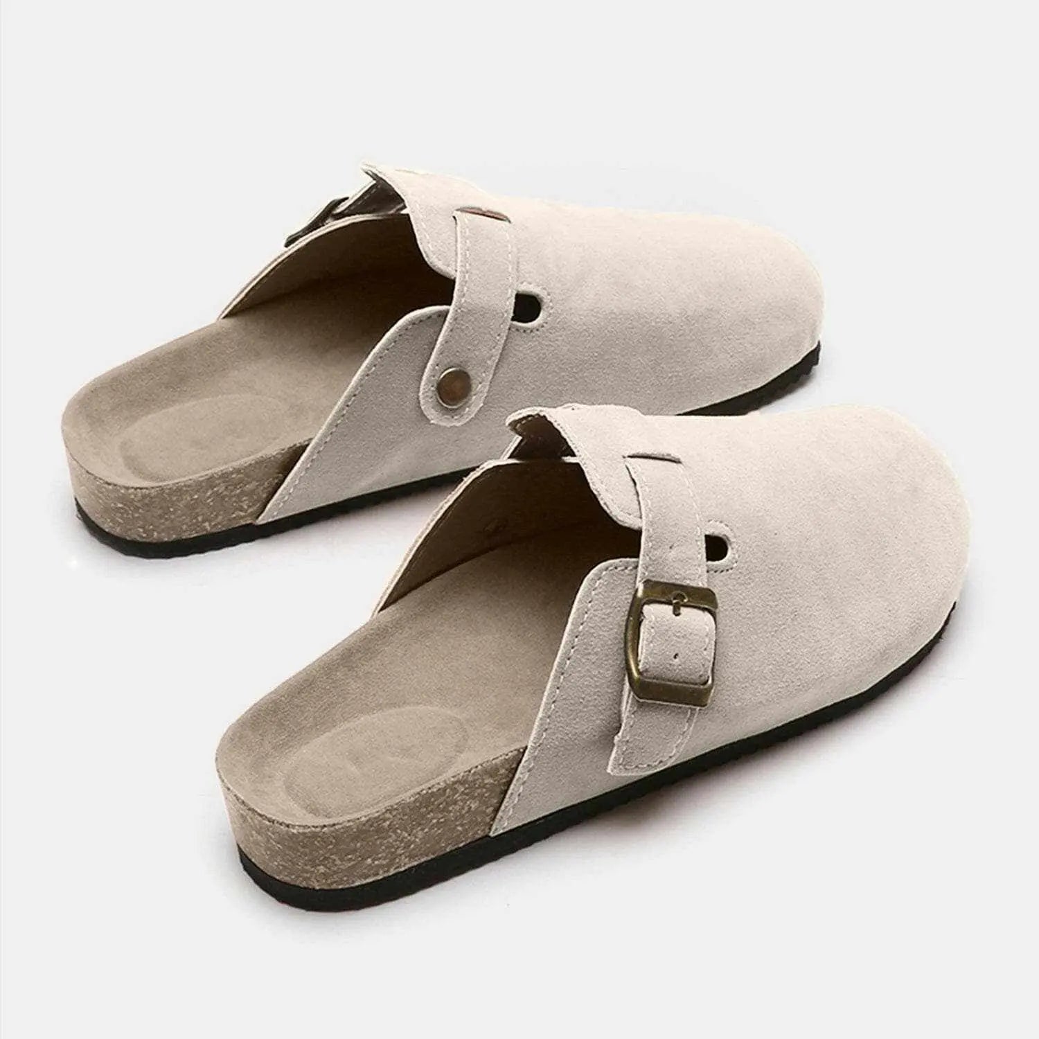 Chic suede closed-toe buckle sandals - Love Salve 