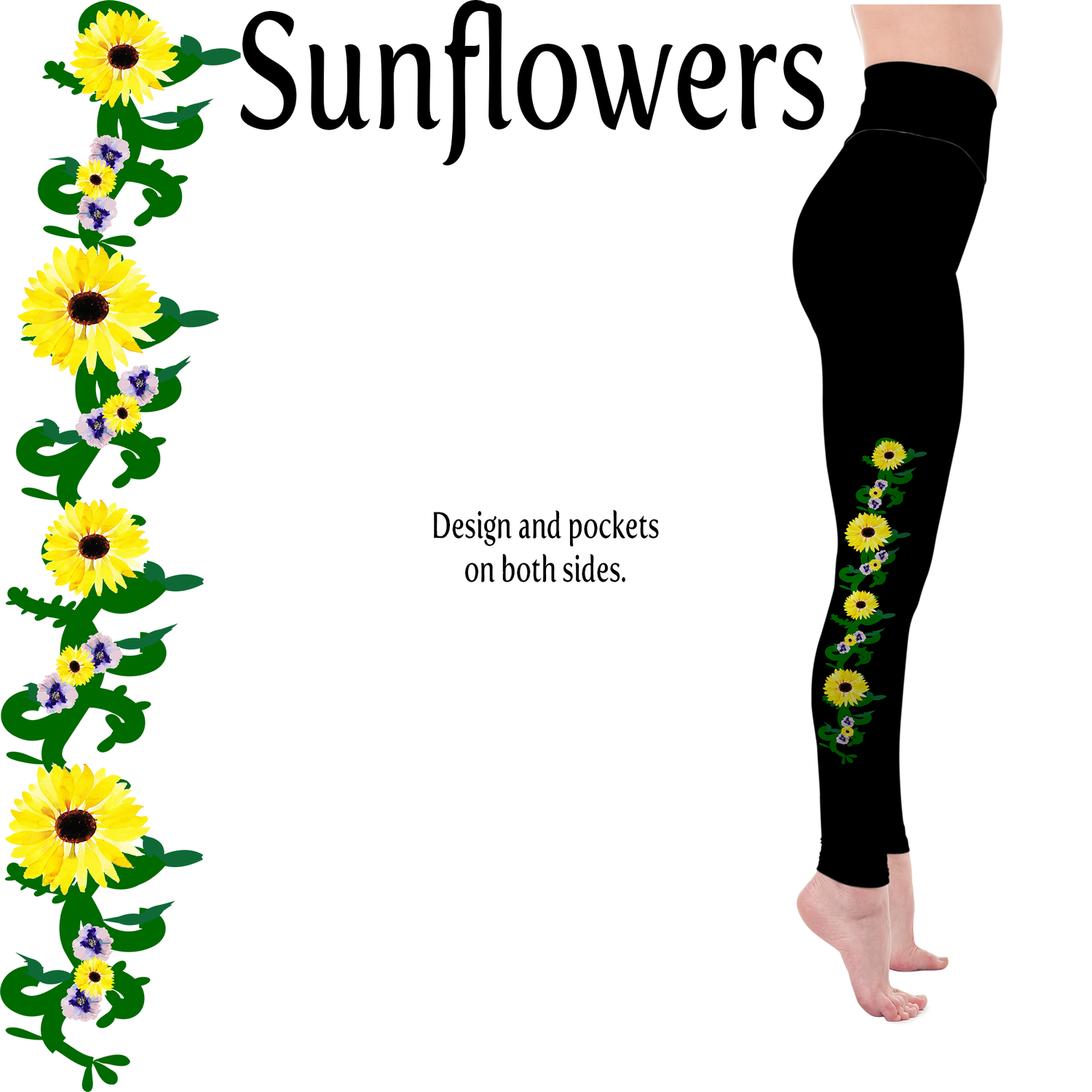 Sunflowers Handmade Leggings with Pockets MM