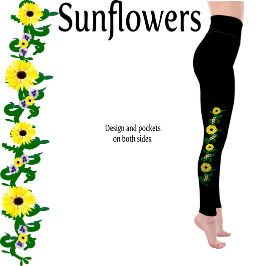 Sunflowers Handmade Leggings with Pockets MM